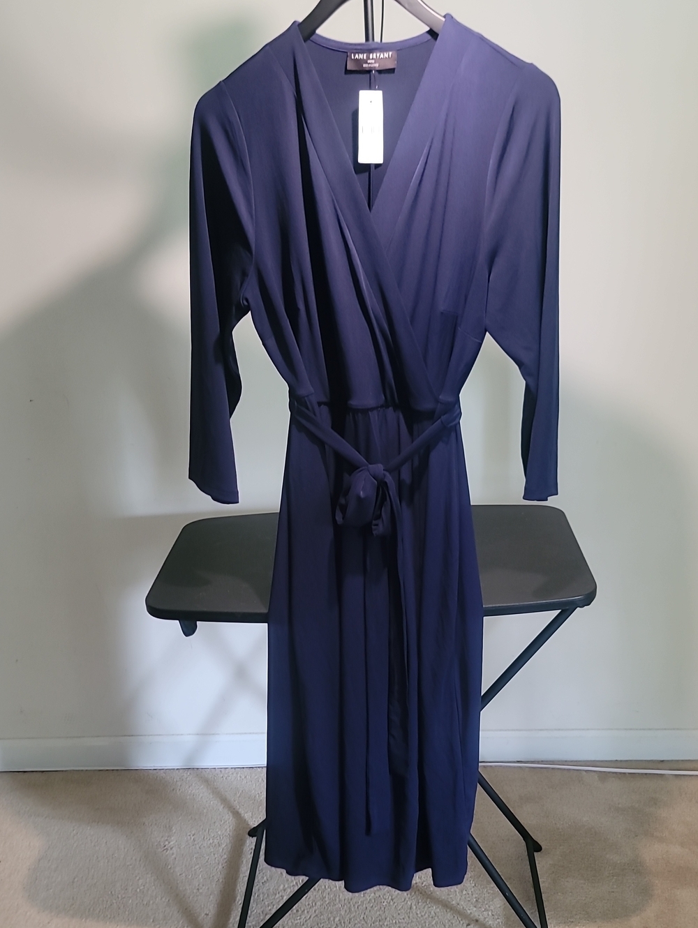 14/16 Lane Bryant Navy Maxi Wrap Dress with Waist Tie